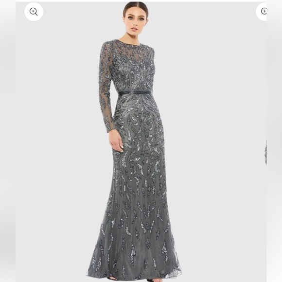 Mac Duggal Dresses & Skirts - Mac Duggal Silver Sequin Long Sleeve Gown